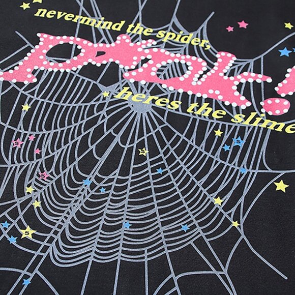 Sp5der Spiderweb Print Black Short-Sleeve T-Shirt - Picture 7 of 7